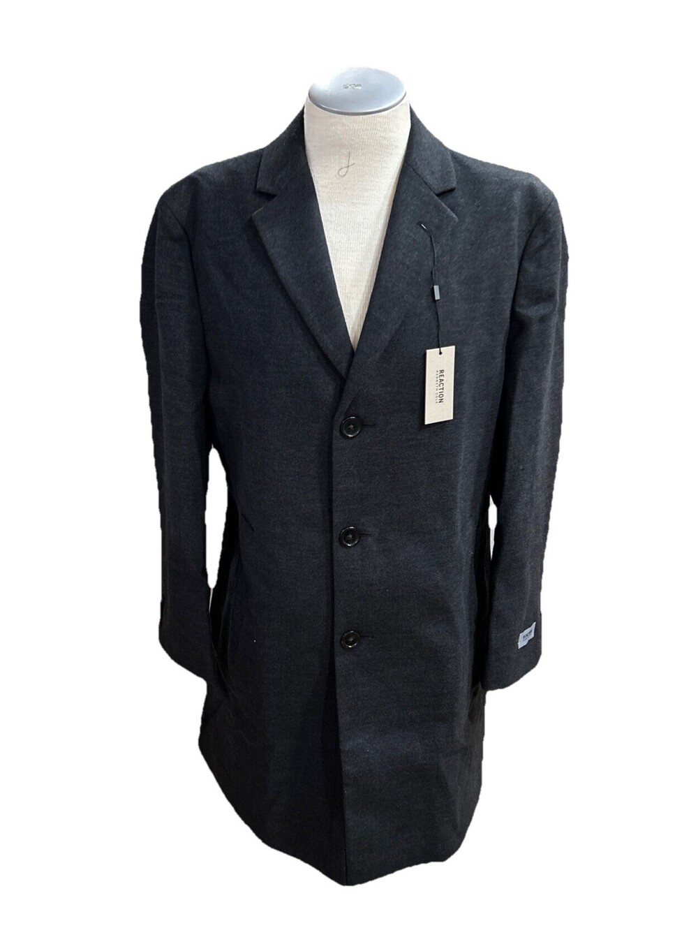 Kenneth Coal Reaction Mens Coat 42 Reg Gray Overcoat
